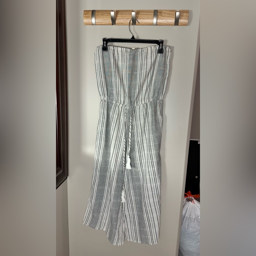 Elan Black and White Striped Jumpsuit